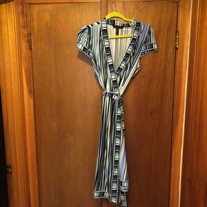 BCBG striped wrap dress